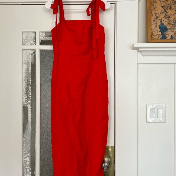 Capulet Linen Midi Tie Shoulder Dress - Picture 4 of 6